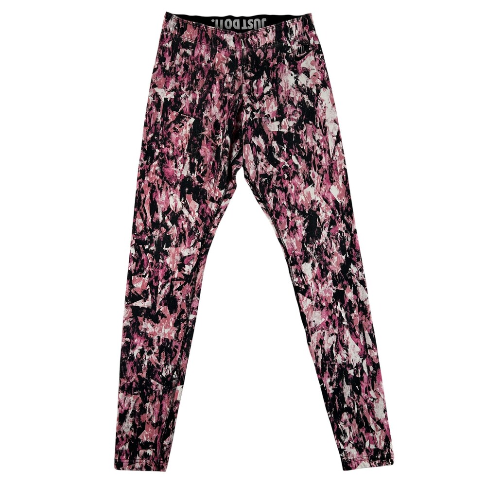 Nike Leggings Womens Small Pink Abstract Print Ankle Skinny Just Do It Yoga Gym